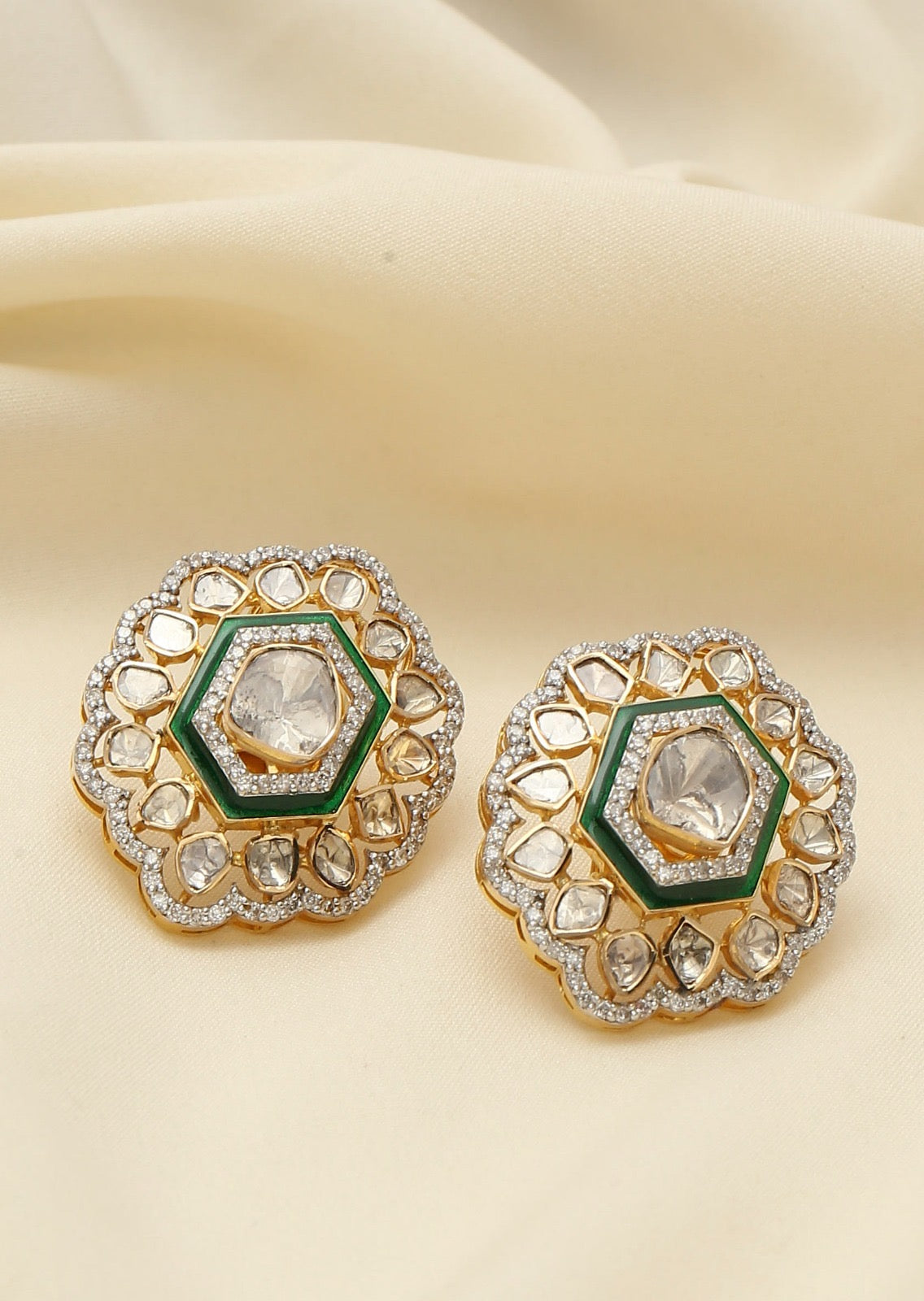 Hexagon Green Enamel Tops