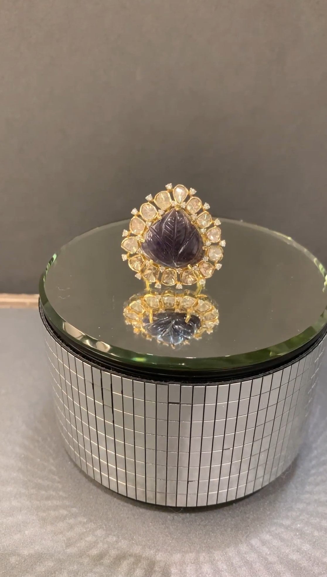 Blue Triangle Polki Ring