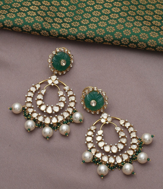 Floral Emerald Chandbali