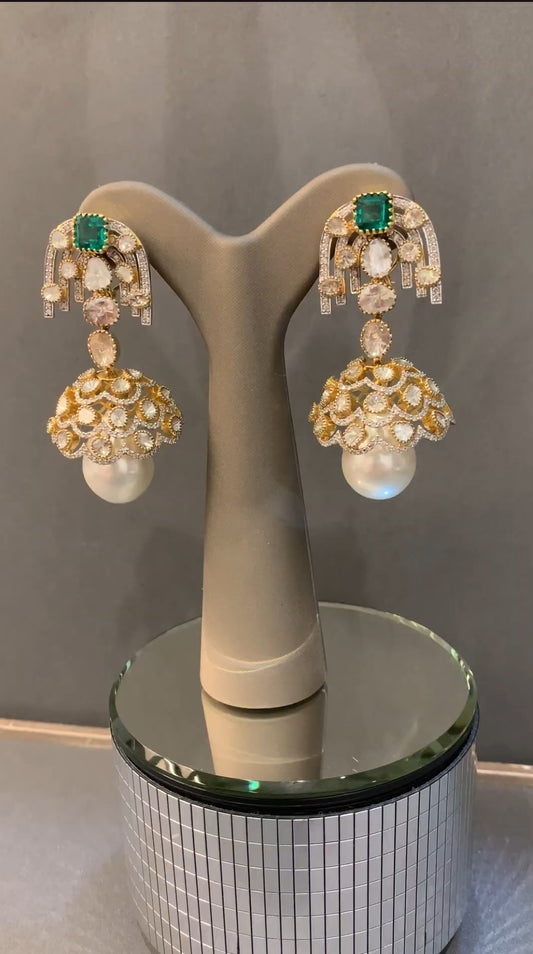 Priyal Pearl Polki Jhumka