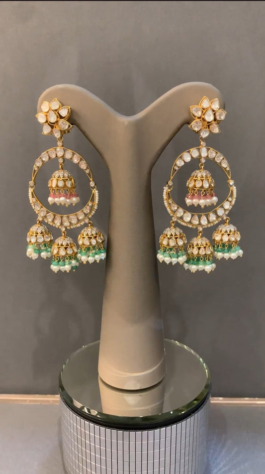 Prachal Triple Polki Jhumka
